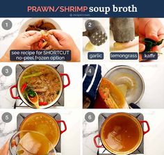 instructions for how to make shrimp soup broth