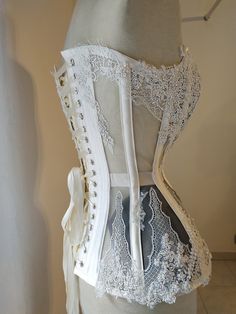 "✨\"Night Jasmine\"✨ corset, the second born out from my new collection 🌸\"Flower Couture\"🌸. . It's a plungie steelboned corset made in white cotton satin and mesh, decorated with delicate and beaded quality lace. All lace is handsewn and It's surely a piece of Haute Couture. It's made to order on your personal measures, so please, before placing an order count at least 3 weeks to be ready to ship. ------------------------------------------------------------- Facebook: https://www.facebook.co Flower Couture, Night Jasmine, Victorian Lingerie, Gothic Victorian, White Corset, Underbust Corset, Wedding White, Victorian Rings, Full Look