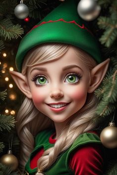 a painting of a elf with green eyes