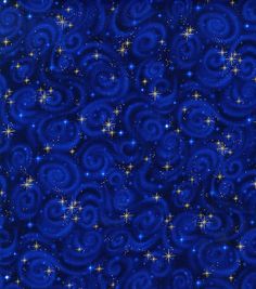 a blue background with stars and swirls in the center, as well as small white dots