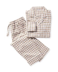 *Snug*. Brushed cotton for an easy fit and velvety soft finish. A piped collar and cuff for a polished look. Embroidered Pajamas, Linen Pajamas, Best Pajamas, Serena And Lily, Striped Pyjamas, Cotton Pajama Sets, Cute Pajamas, Flannel Pajamas, Cotton Pyjamas