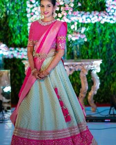 Lehenga Saree Designs, South Indian Lehenga, Lehenga Saree Design, Indian Outfits Lehenga, Half Saree Lehenga, Lehnga Dress, Half Sarees, Half Saree Designs, Choli Designs