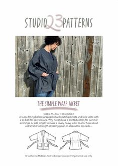 the simple wrap jacket sewing pattern is shown with instructions to make it easy and stylish