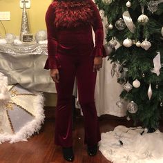 Gorgeous Velvet Pants, Very Comfy & Easy Slip On . No Zipper Slightly Flare Legs Velvet Pants, Pants Color, Lady In Red, Pant Jumpsuit, Straight Leg, Pants For Women, Slip On, Velvet, Zipper