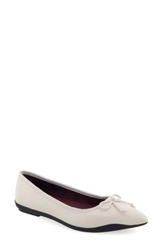 Elegant angles shape the silhouette of a classy and versatile pointed-toe flat topped with a charming bow. Leather upper/synthetic lining and sole Imported Womens Ballet Flats, Flats Top, Ballet Flat, Flat Shoes Women, Ballet Flats, Nordstrom Rack, Leather Upper, Ballet, Nordstrom