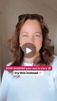 a woman with sunglasses on her face and the caption stop sharing your reel to story