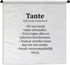 a white poster with black writing on it that says tante, in different languages