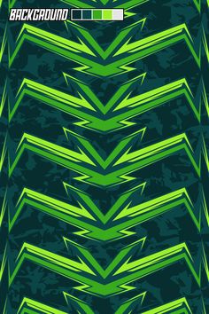 the back ground is green and has arrows that are all over it, with white letters on