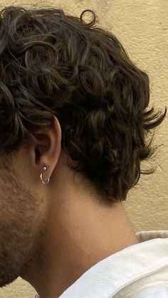 Ear Piercings Boy, Men's Piercings Ears, Ryke Meadows, Cool Ear Piercings, Wavy Hair Men, Men Haircut Styles