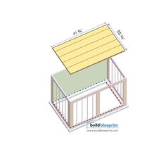 a drawing of a small house with the roof cut out and attached to it's sides