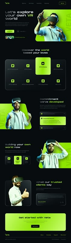 an image of a web page with green and black colors on the front, side by side