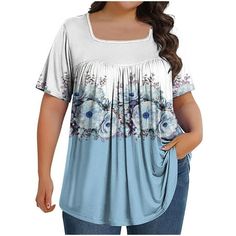 Women's Printed Oversized Neck Pleated Short Sleeved Loose Top L-5xl Features: It is made of, enough for your daliy wearing Stylish and fashion design make you attractive It is very suitable for all seasons Comfortable This is a great gift for your lovers or yourself. Product Description: Season: All seasons Gender: female, girl Occasion: Casual, Everyday Style: Casual, Fashion Length: Regular Sleeve Length: Long Sleeve How to wash: Hand wash in cold water, hang or dry What you get: 1 PC Women B Plus Size Shirts For Women, Babydoll Sleepwear, Flowy Shirts, Plus Size Summer Tops, International Clothing, Sleeveless Tops Summer, Pleated Tops, Blouse Sale, Shirts Summer