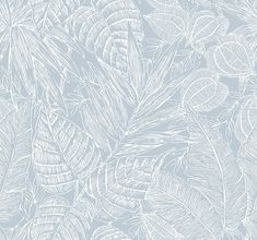 Brentwood Sky Blue Palm Leaves Wallpaper by Scott Living Palm Leaves Wallpaper, Paper Weave, Scott Living, Palm Leaf Wallpaper, Leaf Outline, A Street Prints, Blue Backdrop, Wallpaper For Sale, Leaves Wallpaper