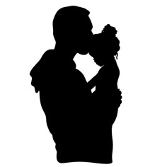 a silhouette of a man and woman kissing each other in front of a white background