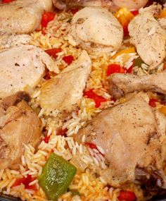 the chicken and rice dish is ready to be cooked in the oven or on the stove