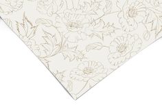 a white and beige floral wallpaper with flowers on it's side, in the middle