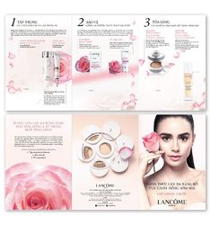 an advertisement for lancome cosmetics with pink roses