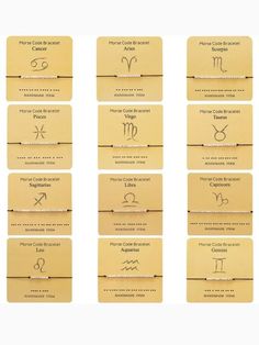 zodiac signs and their meanings on gold cards