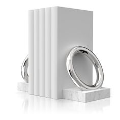 Ring Bookends, Marble & Silver, Set of 2 - ANNA New York Silver Bookends, Coffee And Espresso Maker, Refined Aesthetic, Kids Headboard, Kids Vanity, Functional Decor, Vase Candle Holder, Carrara Marble, Lighting Sale