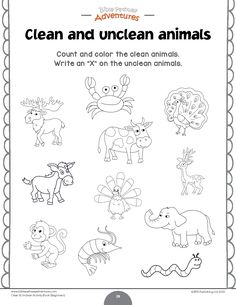 an animal worksheet with the words clean and unicen animals on it