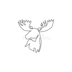 continuous line drawing of a moose's head on a white background royalty free illustration