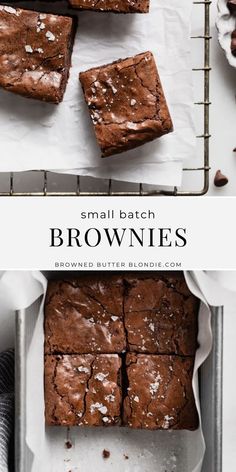 small batch brownies on a cooling rack with text overlay that reads small batch brownies