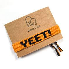 - YEET! bracelet -  This bracelet was hand crafted using micro macrame and 100% cotton thread. Soft, strong and really comfy to wear. Also suitable for vegans :) Ties to fasten using the loop & braided tails at each end, making the size adjustable.  Will fit most adult wrists from approx. 5.5 inches upwards (14 cm +) Width approx. 0.5 inches. (1.2 cm). This listing is for the pictured pre-made bracelet, ready to ship. If you have any questions please feel free to get in touch :) rahrahcrafts.etsy.com **Dispatched from England, Europe. Please allow plenty of time for international orders to arrive. Word Bracelet, Black Wrap, Hair Wraps, Micro Macrame, Stocking Filler, Stocking Fillers, The Loop, Braided Bracelets, Etsy Crafts