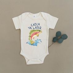 Fishing Onesie, Urban Baby, 1st Fathers Day Gifts, Bodysuit Outfit, Handmade Baby Clothes, Father Presents, Baby Fish, Outdoor Baby, Usa Baby