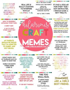 a poster with the words and phrases for children's craft memes on it