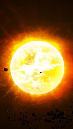 the sun and two planets are seen in this artist's rendering