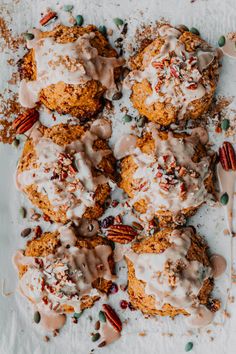 carrot cookies covered in icing and pecans