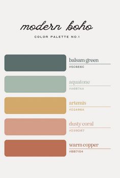 the color palette for modern boho