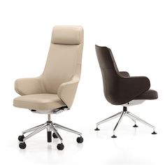 two office chairs side by side, one with an armrest and the other without