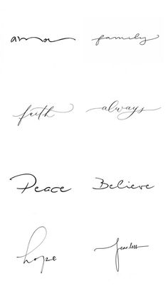 some handwriting that has been written in different languages and shapes, including the words peace, peace