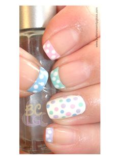 Dotty French mani #nails http://www.ivillage.com/easter-nail-art-nail-designs/5-a-526787# Easter Themed Nails, Unghie Nail Art