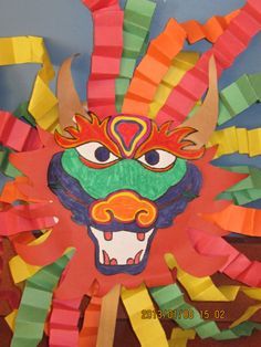 a colorful mask made out of strips of paper