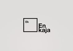 the logo for en kaja is shown in black and white on a gray background