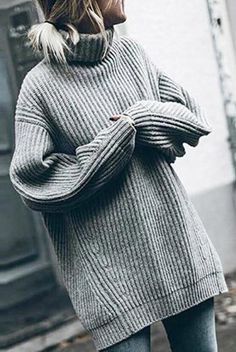 High Neck Pullover, Oversized Grey Sweater, Knitting Sweater, Thick Sweater, Sweater Tops, Oversized Turtleneck, Solid Sweaters, Thick Sweaters, Long Sleeve Knit Sweaters