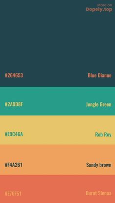 the color chart for different colors and font