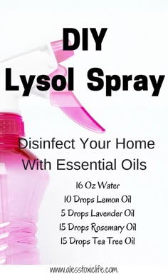 Diy Lysol Spray, Lysol Spray, Diy Essentials, Wine Bottle Diy, Young Living Oils, Doterra Oils, Cleaning Recipes, Oil Uses