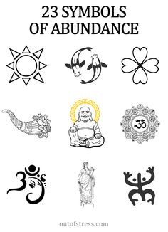 an image of symbols and their meaningss for the zodiac sign, with text overlaying