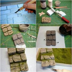 there are several pictures of how to make miniature bricks