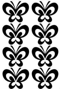 four different black and white designs on a white background