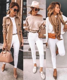 Mode Over 50, White Jeans Outfit, Mode Casual, Fall Fashion Outfits, Casual Fall Outfits, Business Casual Outfits, White Pants