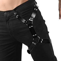 PRICES MAY VARY. 【Premium Material】This men leg belts is made of high quality PU leather material, which is very soft and flexible, durable to wear. it will not fade, break and tangle. You can enjoy the beauty it brings at any time. 【Adjustable】Designed with adjustable buckle straps, adjustable flexible straps which is convenient to adjust the waist straps to appropriate size. Thigh harness fits for most people to wear. 【Charming Design】Mens leg harness is perfectly shows your muscle curve and s Leather Clothes Aesthetic, Harnesses Men, Mens Harness Fashion, Leg Harness Outfit, Leather Harness Mens, Waist Belt Outfit, Mens Punk Fashion, Harness For Men, Mens Harness