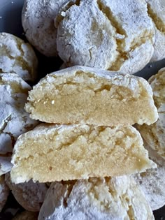 powdered sugar cookies piled on top of each other