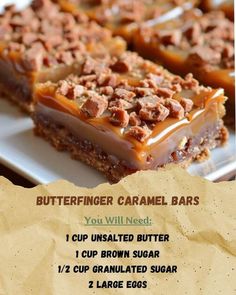 the peanut butter caramel bars are ready to be eaten