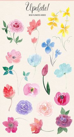 watercolor flowers with the words updating