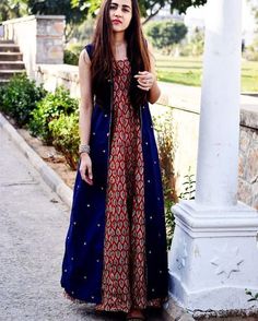 287 Likes, 4 Comments - Deepika Sharma (@deepika_deebrew) on Instagram: “Layering and details.. #onpoint Wearing @shivanivyasclothing This blue. Is my fav blue …” Fusion Wear, Churidar Designs, Cloth Pattern, Dresses Indian, Blouse Design Models, Frock Design, Indian Outfit, Indian Ethnic Wear