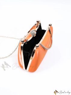 Bird in Bag - Velvet PU Handbag with Clip Buckle for Comfortable Feel and Simple Design Orange Pouch Bag With Detachable Handle, Elegant Handheld Orange Shoulder Bag, Orange Clutch Bag As A Gift, Orange Clutch Bag For Gift, Elegant Orange Bag Gift, Orange Handheld Bag For Gift, Orange Clutch Bag For Evening, Orange Evening Bag With Detachable Handle, Orange Evening Bag With Detachable Strap